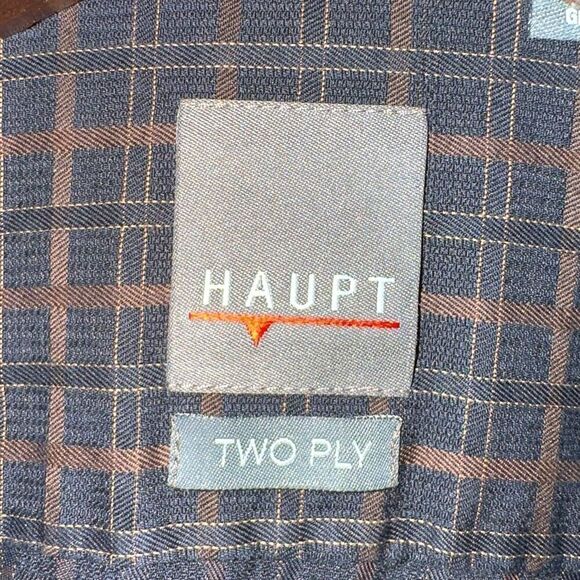 Haupt Ecologic Black Spread Collar 2 Ply Cotton Dress Shirt Sz L 16.5 - Picture 2 of 6